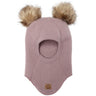 Mikk-Line Twilight Mauve Ull Balaclava med Pom Pom