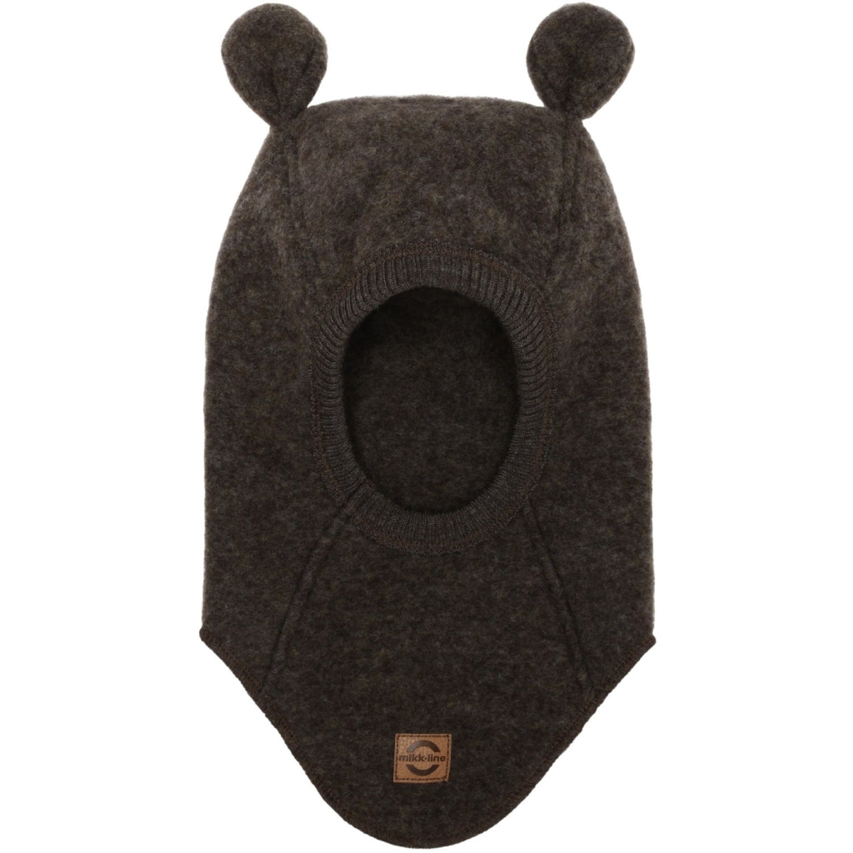 Mikk-Line Dark Brown Melange Ull Balaclava med Ører