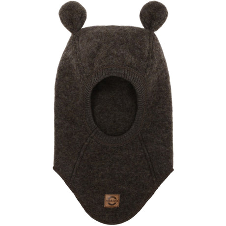 Mikk-Line Dark Brown Melange Ull Balaclava med Ører