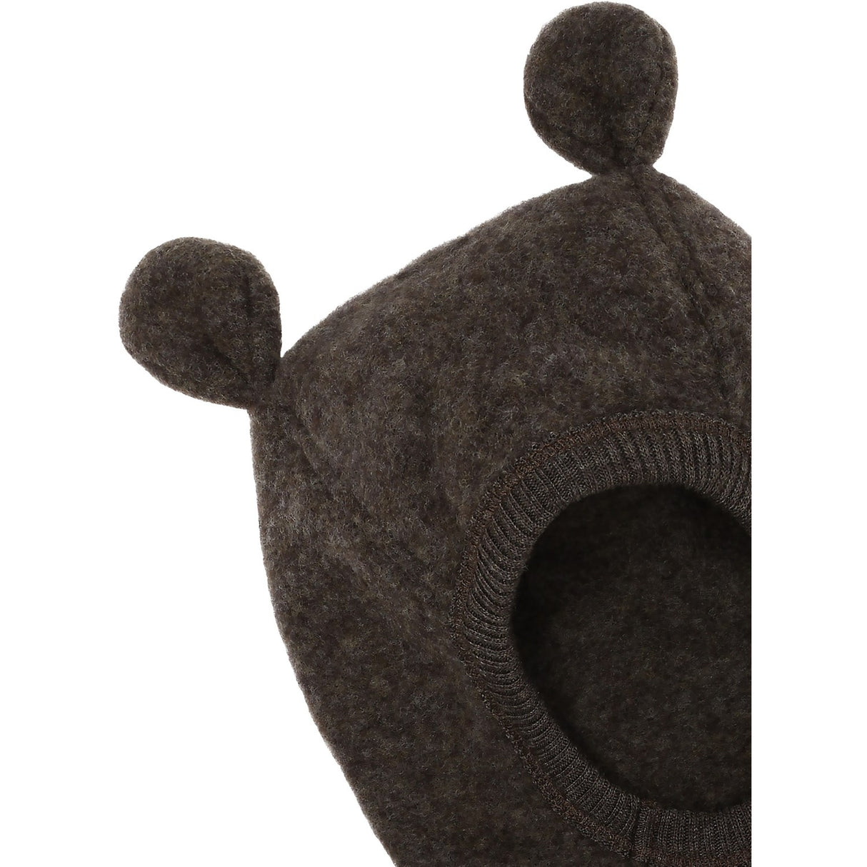 Mikk-Line Dark Brown Melange Ull Balaclava med Ører