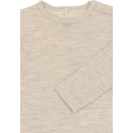 Mikk-Line Melange Offwhite Merino Ull Ls Topp