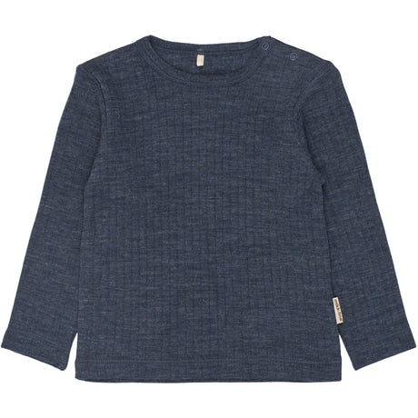 Mikk-Line Melange Blue Nights Merino Ull Ls Topp