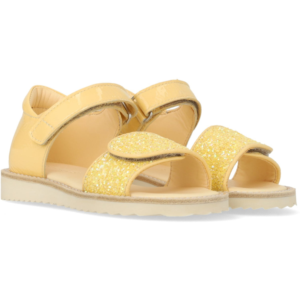 Angulus Mellow Yellow/Pineapple Glitter Sandal Med Funklende Glitterdetalje
