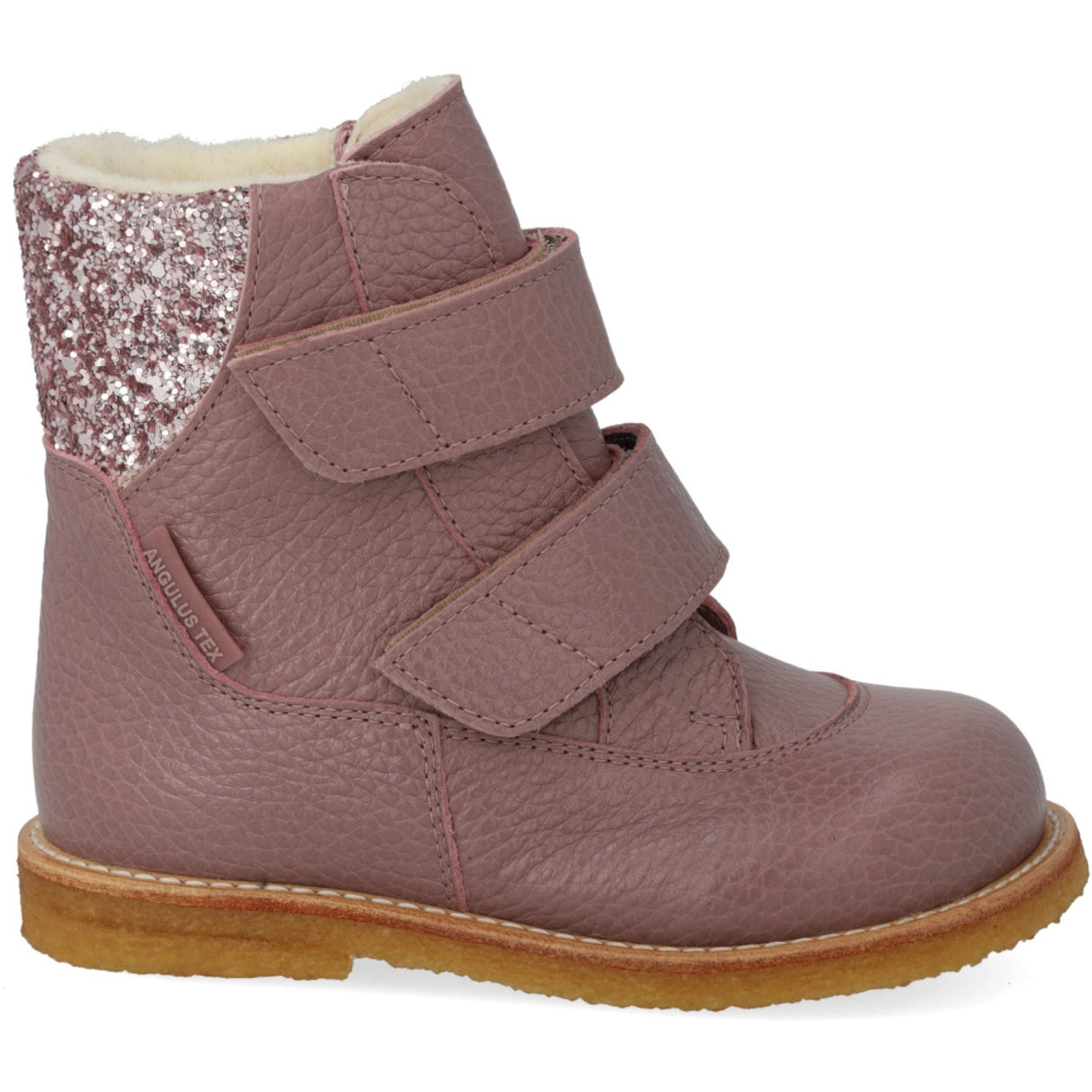Angulus Faded Rose/Blossom Glitter Tex-Støvle Med Glitter Og Borrelås