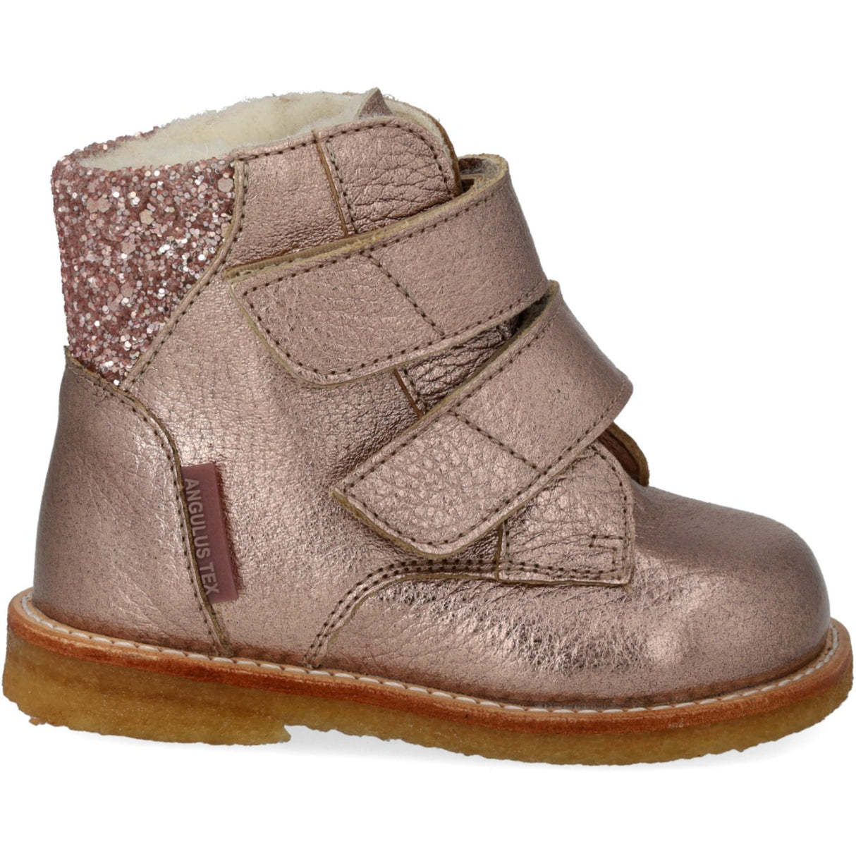 Angulus Rose Copper/Rose Glitter Tex-Støvle Med Glitter Og Borrelås