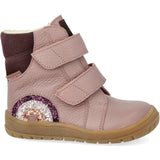Angulus falmet rose/aubergine TEX støvel med glitrende glitter regnbue