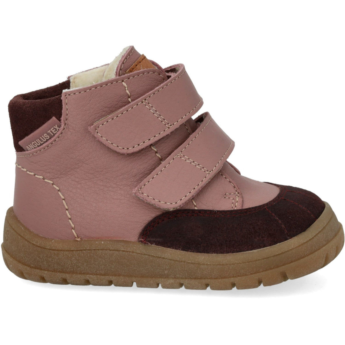Angulus Aubergine/Faded Rose/Tan Begynner Tex-Støvle Med Kontraststikninger