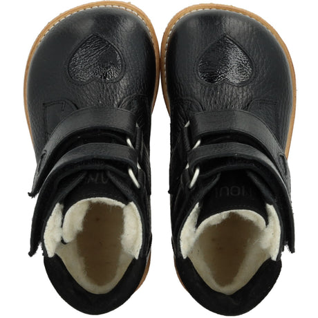 Angulus Black/Black/Black Tex-Støvle Med Funklende Glitterhjerter