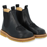 Angulus Black/Black Glitter/Black Elastic Chelsea Støvler Med Hjerte