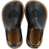 Angulus Black/Black Glitter/Black Elastic Chelsea Støvler Med Hjerte