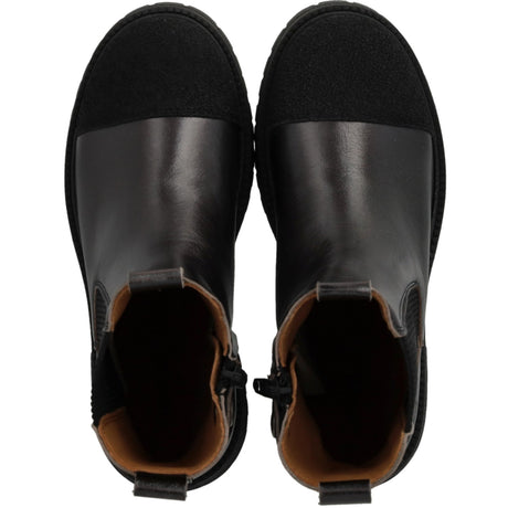 Angulus Black/Black Shine/Black Elastic Chelsea Støvler Med Tådetalje