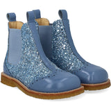 Angulus Blue Daisy/Blue Ice/Blue Elastic Chelsea Støvler Med Glitter Og Brogues Detaljer
