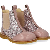 Angulus Faded Rose/Blossom Glitter/Rose Chelsea Glitter Boot med Brogues Detalj