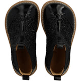 Angulus Black/Black Glitter/Black Elastic Chelsea Støvler Med Glitter Og Brogues Detaljer