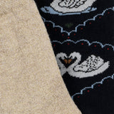Konges Sløjd Navy/Off White 2 Pakke Jacquard Swan Strømper