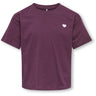 kids ONLY Mauve Wine Heart Emb/Sea Pink Kogmaiken Life Cropheart Ss Topp Jrs Noos