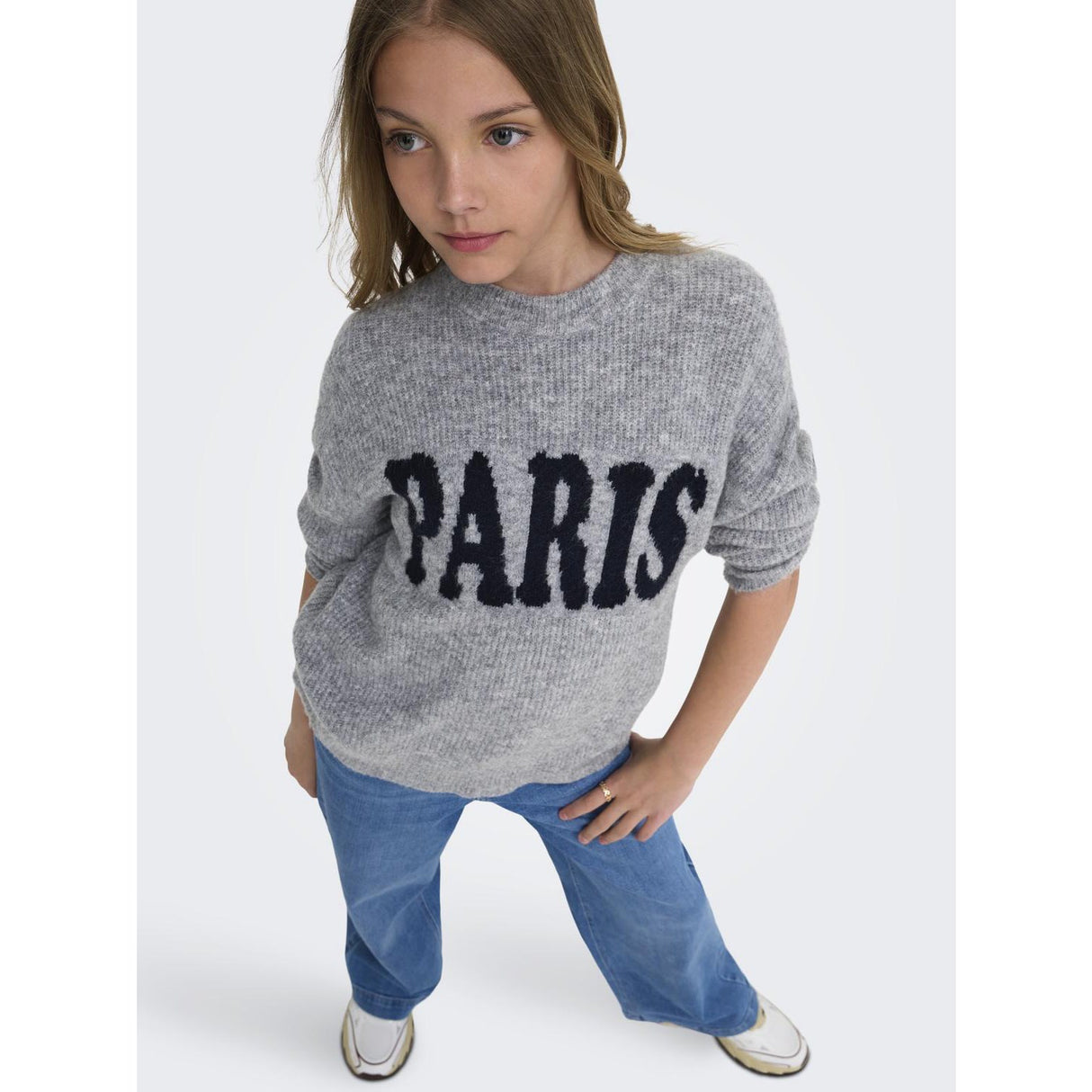 kids ONLY Grey Melange Paris/Dark Navy Kogjerico L/S Pullover Vd Knt