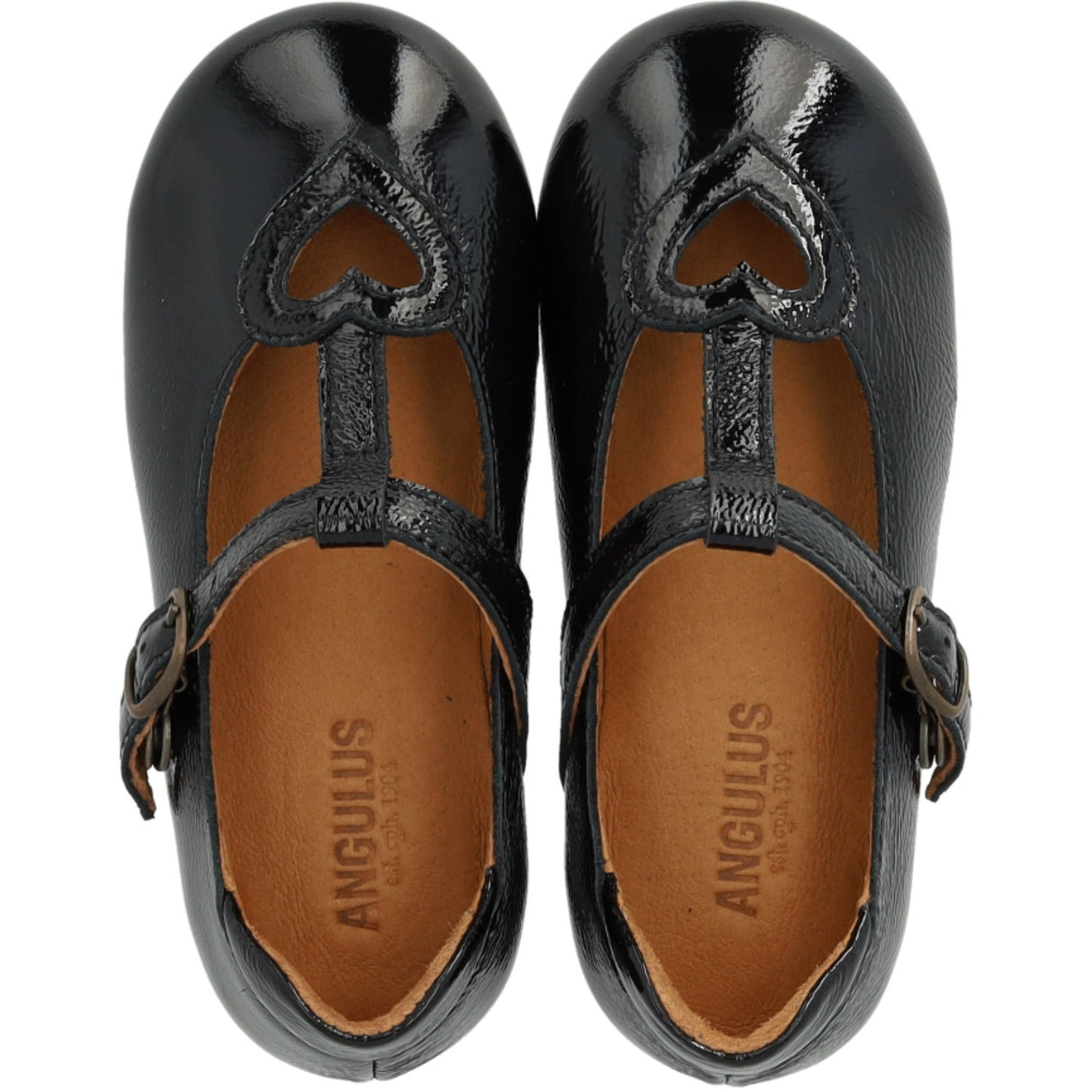 Angulus Black T-Bar Ballerinasko Med Cut-Out Hjerte