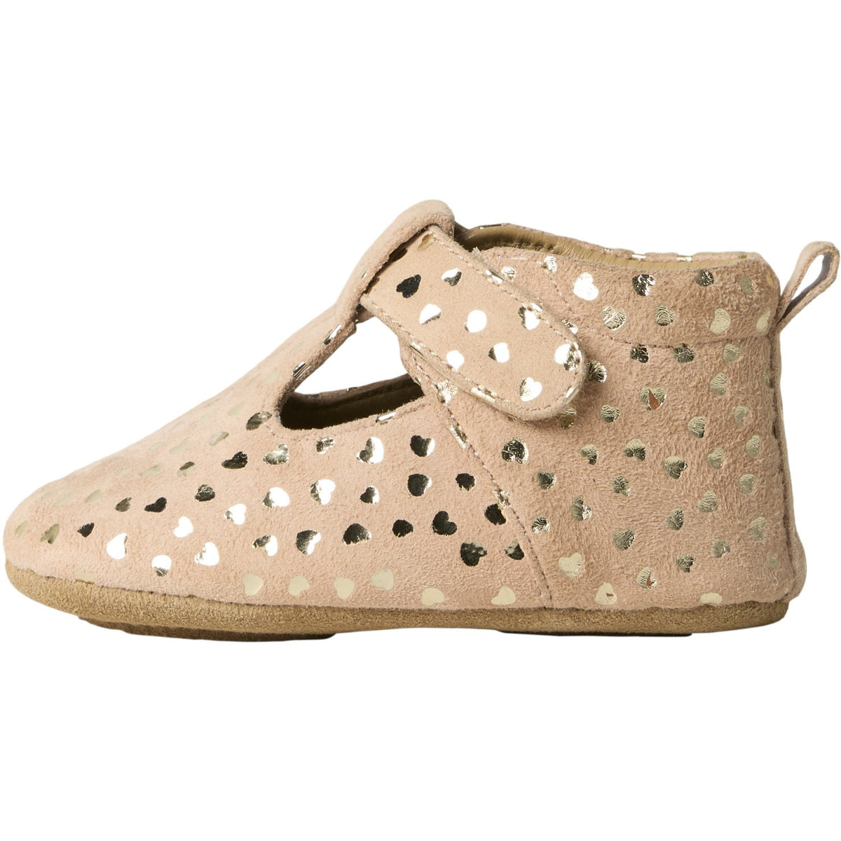 Name It Rose Smoke Metallic Heart Print Nbfrea Baby Sko I Suede T-Strap Borrelås