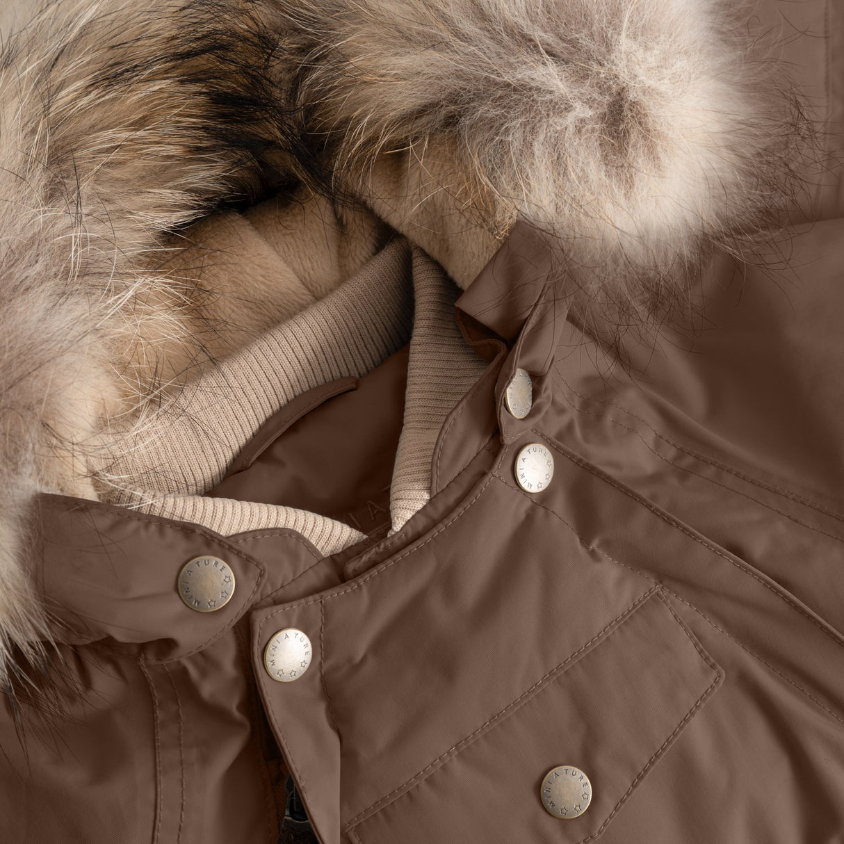 Mini A Ture Chestnut Brown Matwisti Fleece Lined Flydress Fur. Grs