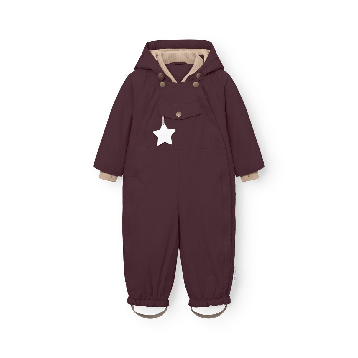 Mini A Ture Fudge Aubergine Matwisti Fleece Lined Snowsuit. Grs