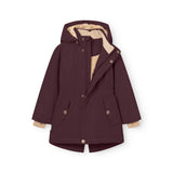 Mini A Ture Fudge Aubergine Matvikania Fleece Lined Winter Jacket. Grs