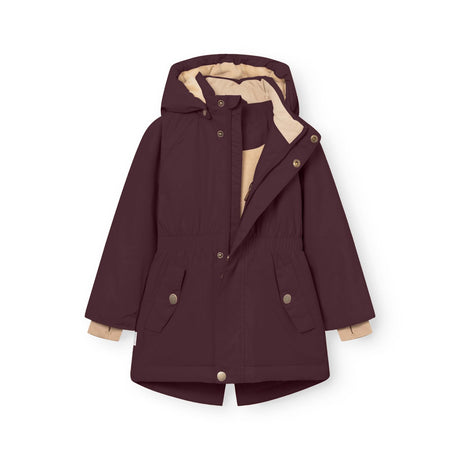 Mini A Ture Fudge Aubergine Matvikania Fleece Lined Winter Jacket. Grs