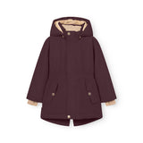 Mini A Ture Fudge Aubergine Matvikania Fleece Lined Winter Jacket. Grs