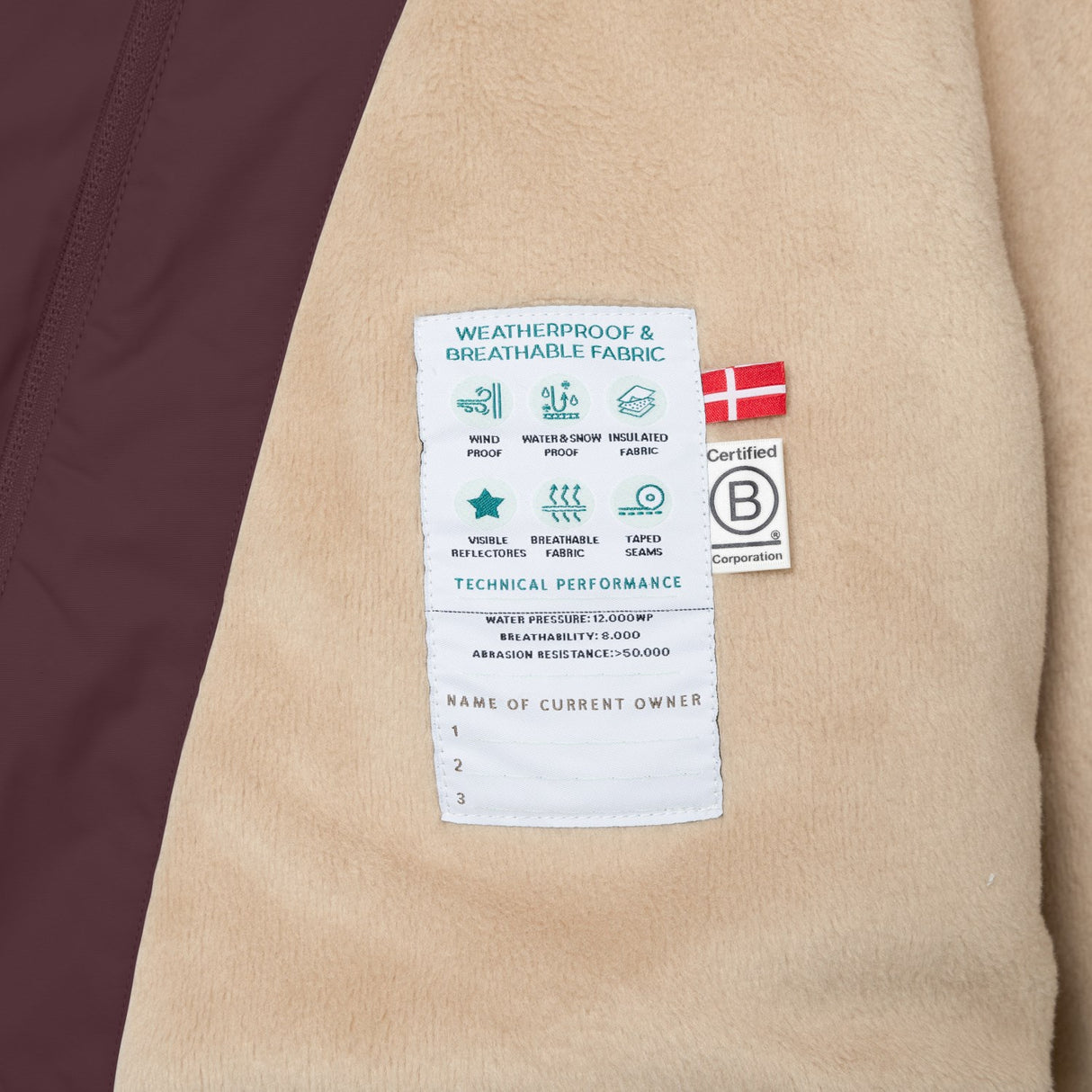 Mini A Ture Fudge Aubergine Matwang Fleece Lined Winter Jacket. Grs