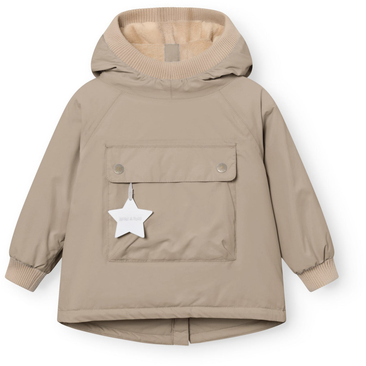 Mini A Ture Grey Brown Matbabywen Fleece Lined Winter Anorak. Grs