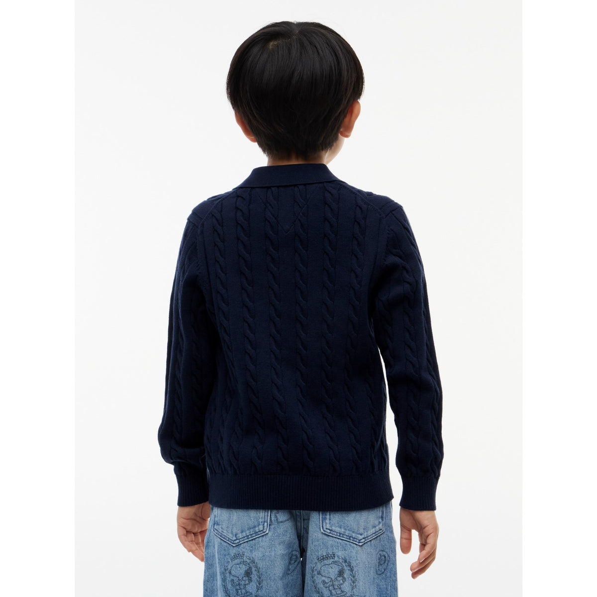 Tommy Hilfiger Dark Blue-Blue Bomull Cable Polo Sweater