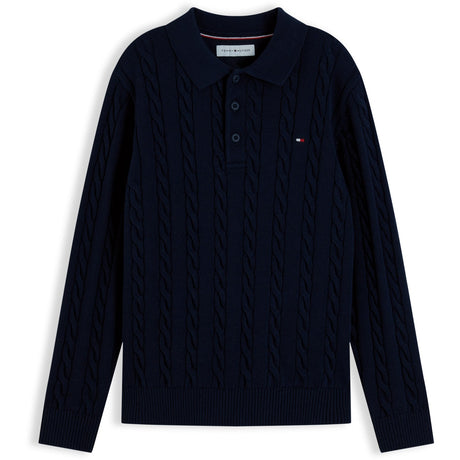 Tommy Hilfiger Dark Blue-Blue Bomull Cable Polo Sweater
