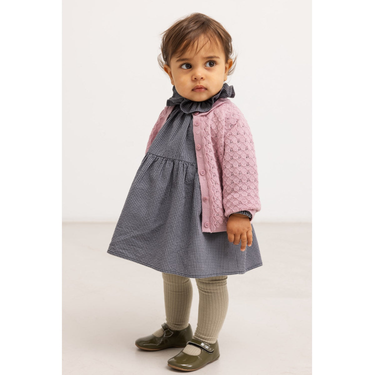 MarMar Cotton Seersucker Pigeon Blue Check Dawson Frill Kjole