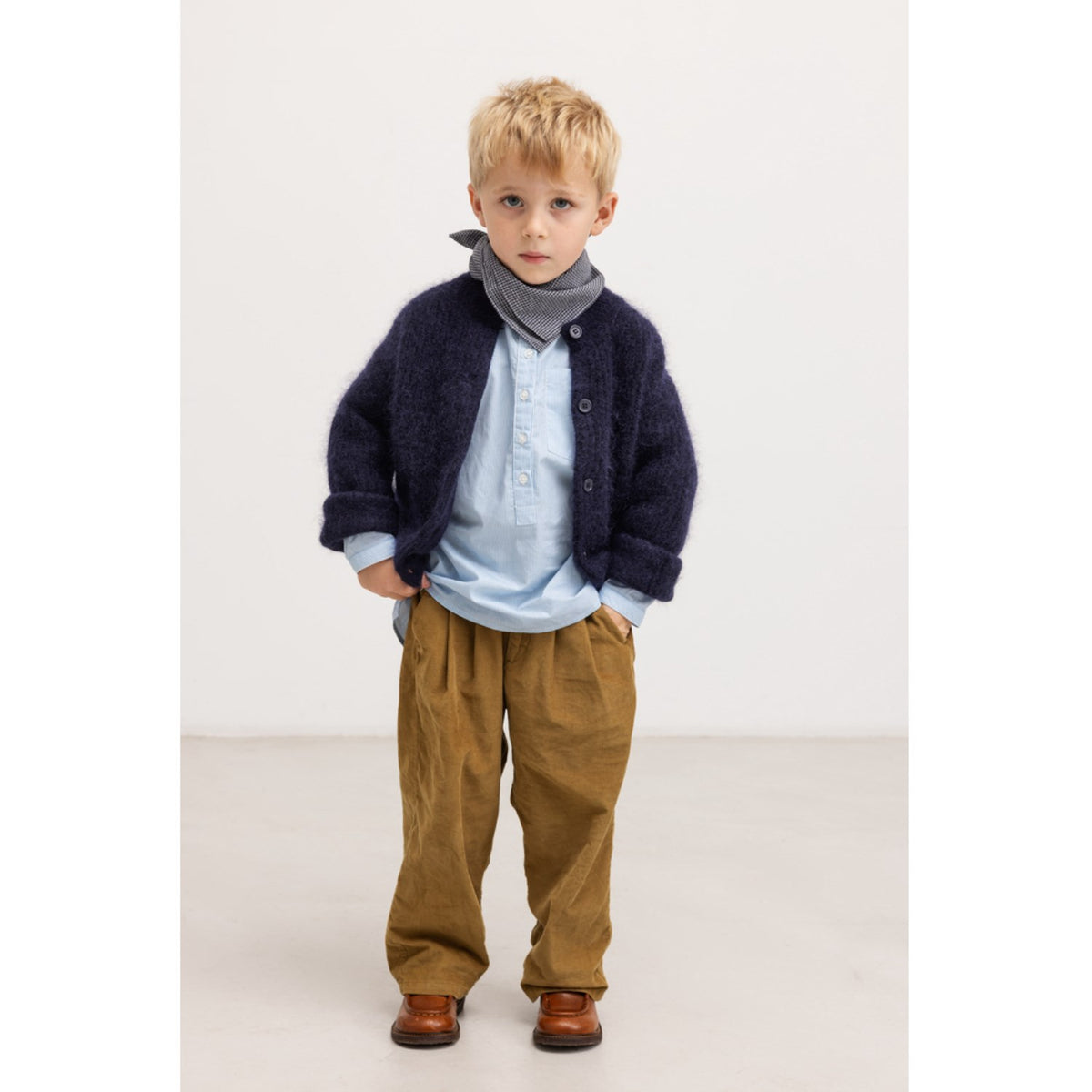 MarMar Cotton Seersucker Pigeon Blue Check Airo Skjerf