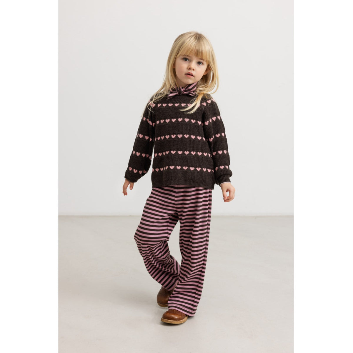 MarMar Light Cotton Wool Pattern Rose Frosting Hearts Torin Strikket Bluse