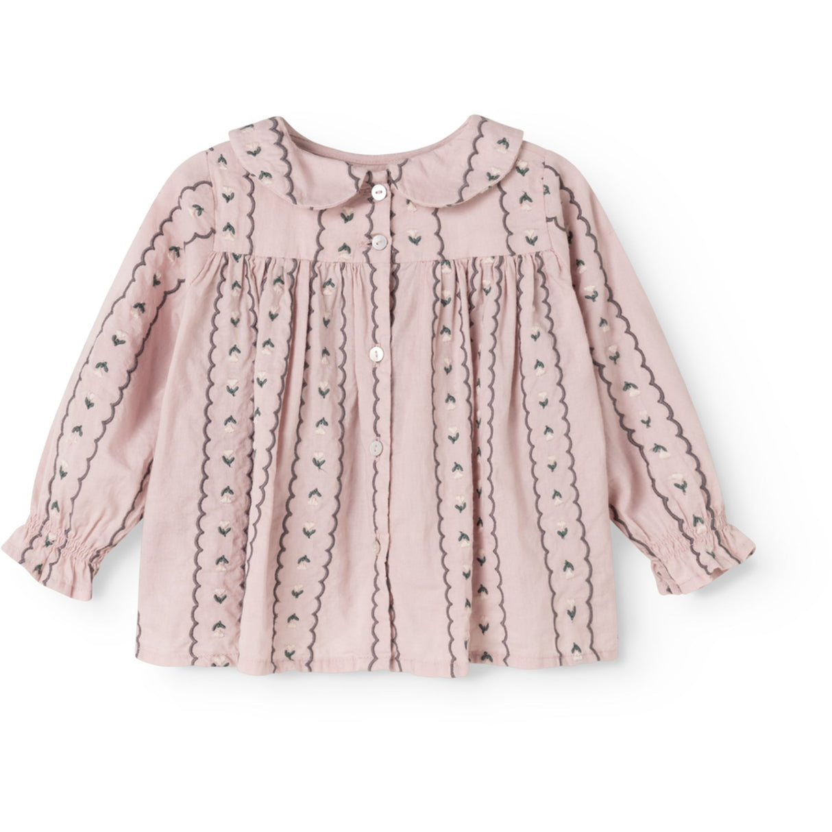 MarMar Light Embroidery Dusty Purple Bloom Tora Bluse