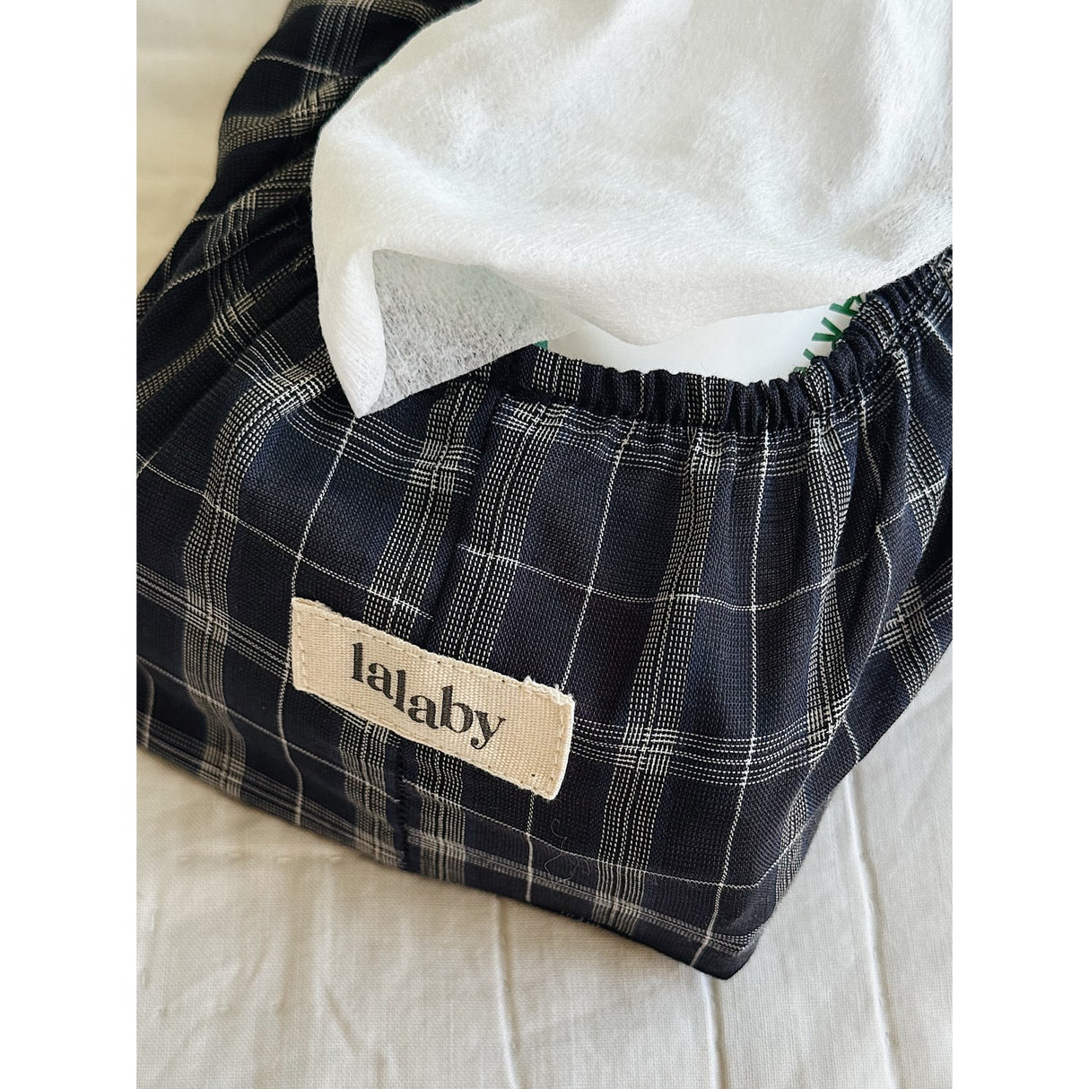 Lalaby Blue Check Wet Wipe Cover