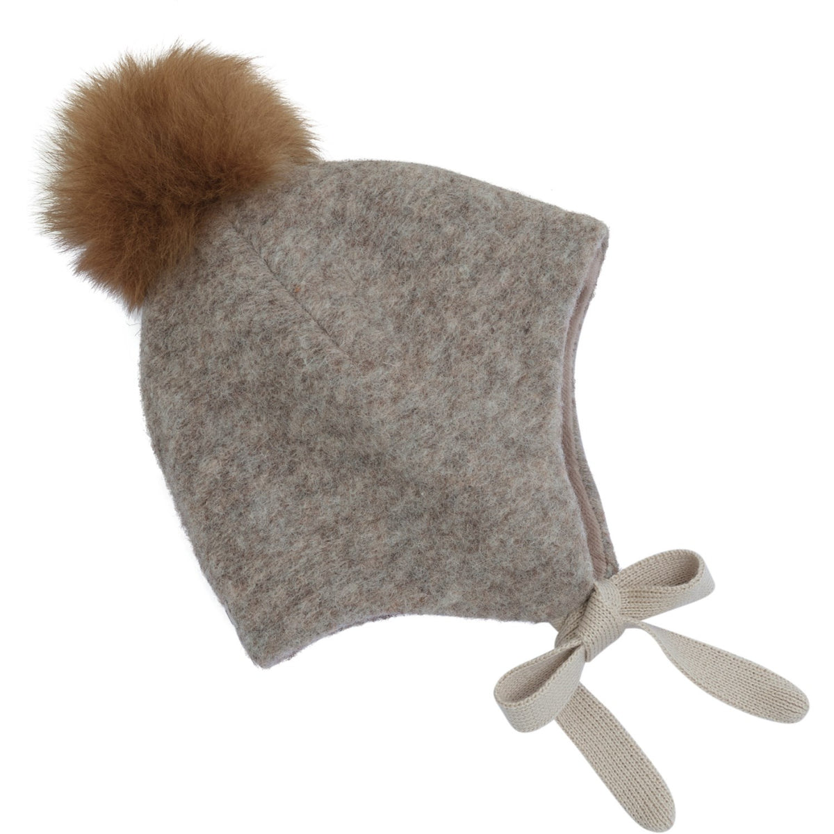Huttelihut Camel Melange Bonnet Ull Alpaca Pompom