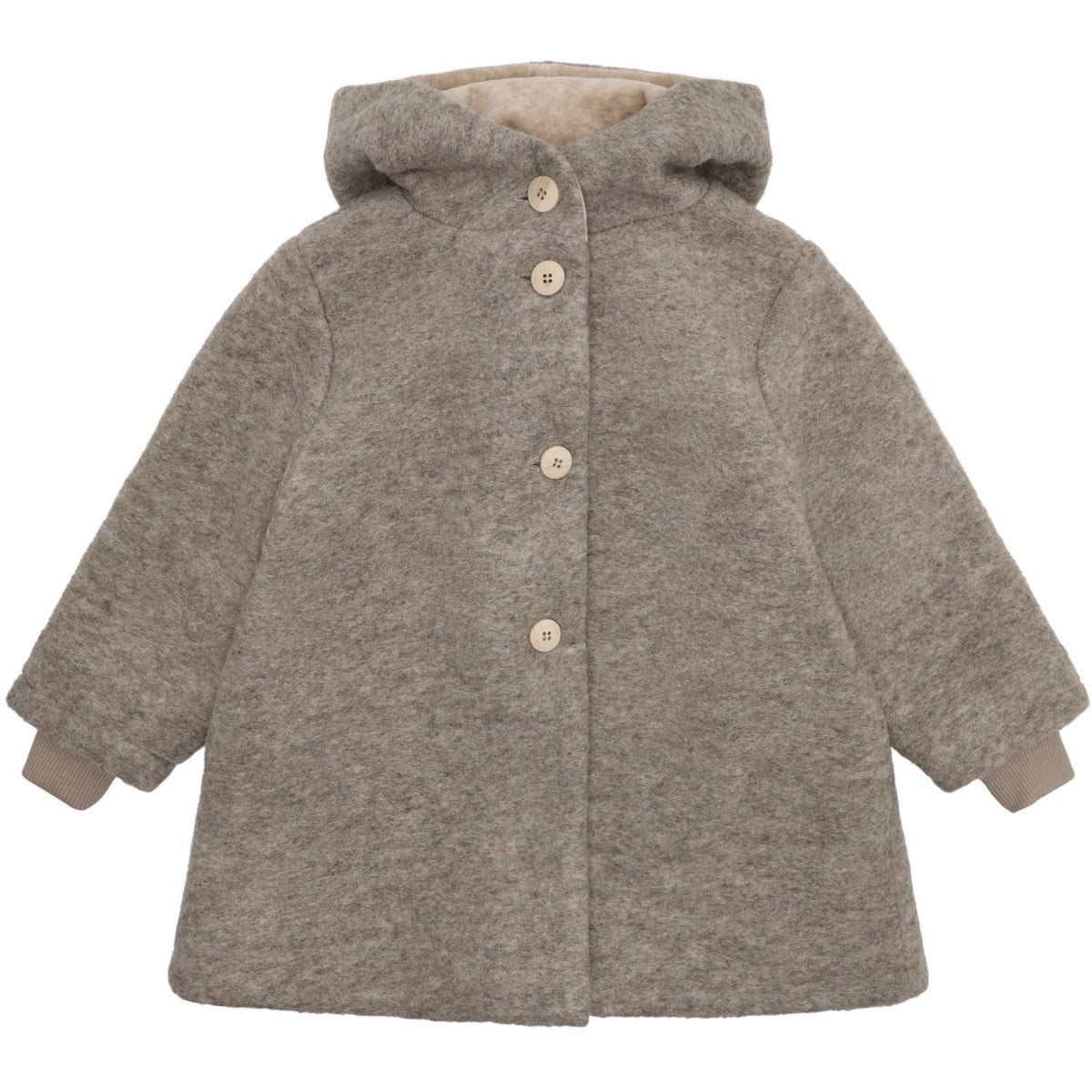 Huttelihut Camel Melange Frakk Hette Ull M/ Lining