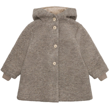 Huttelihut Camel Melange Frakk Hette Ull M/ Lining