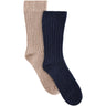 Huttelihut Dark Navy Ull Rib Strømper 2-Pakning