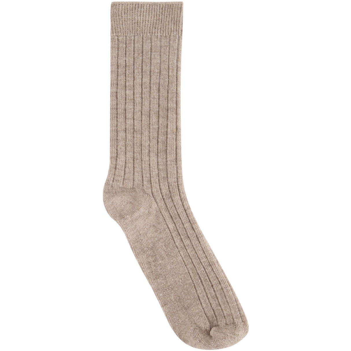 Huttelihut Camel Melange Ull Rib Strømper 2-Pakning