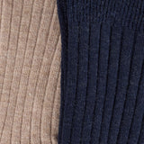 Huttelihut Dark Navy Ull Rib Strømper 2-Pakning