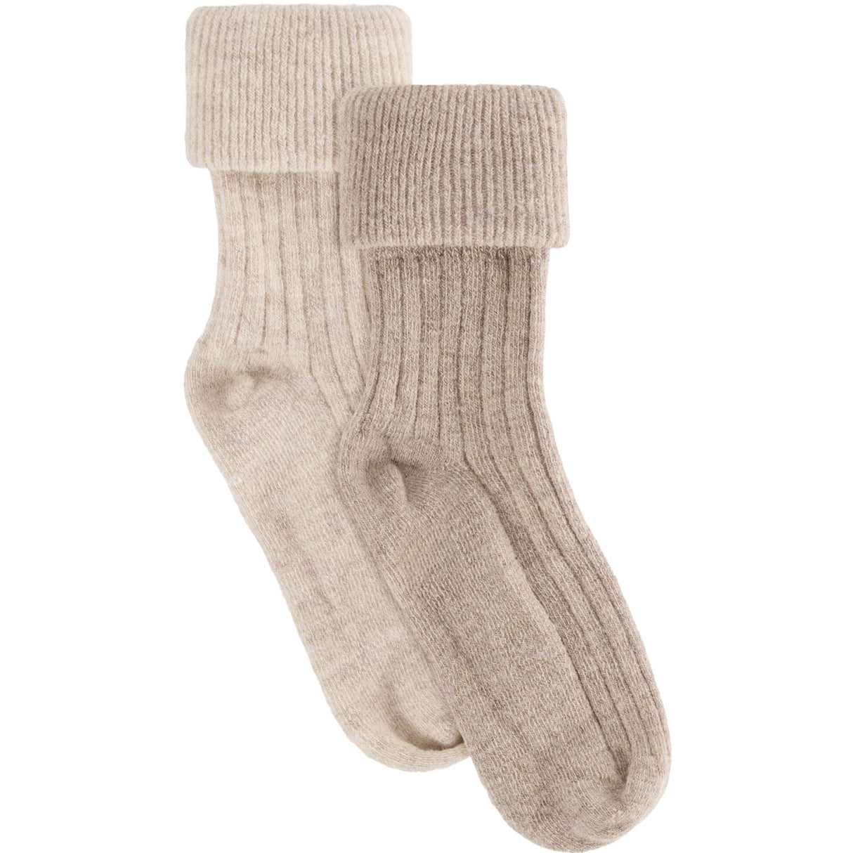 Huttelihut Camel Melange Ull Rib Strømper 2-Pakning