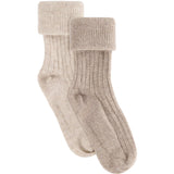 Huttelihut Camel Melange Ull Rib Strømper 2-Pakning