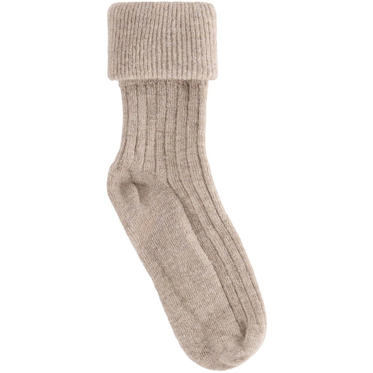 Huttelihut Camel Melange Ull Rib Strømper 2-Pakning