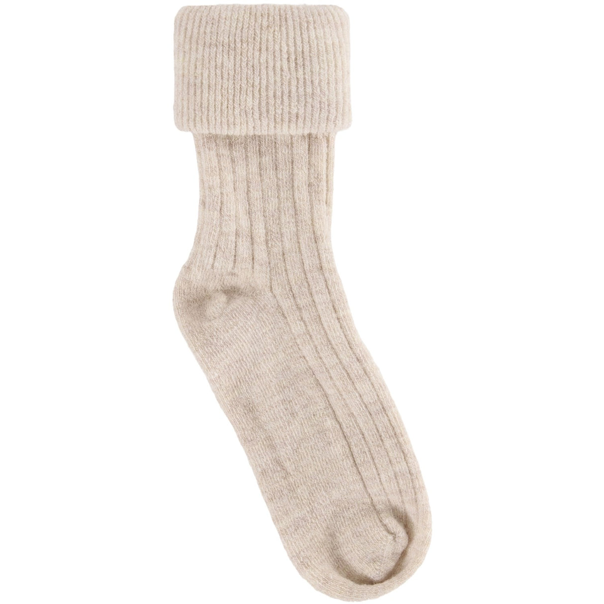 Huttelihut Camel Melange Ull Rib Strømper 2-Pakning