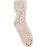Huttelihut Camel Melange Ull Rib Strømper 2-Pakning