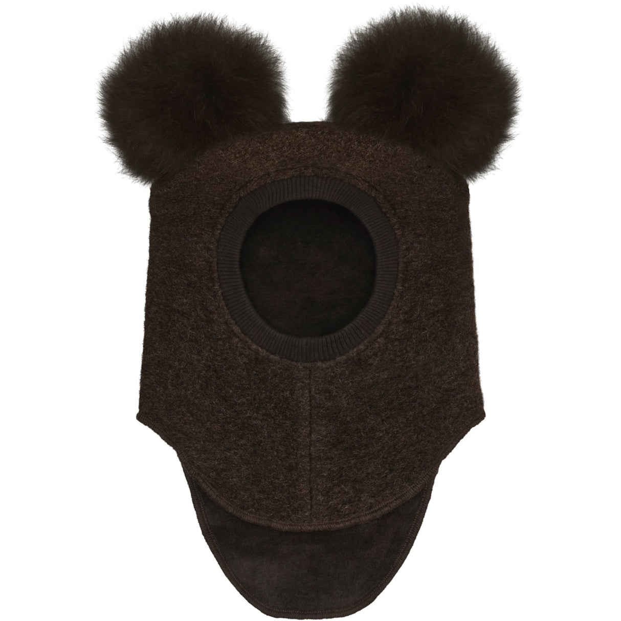 Huttelihut Dark Brown Melange Elefantlue Ull Alpaca Pompoms