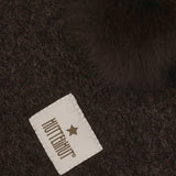 Huttelihut Dark Brown Melange Elefantlue Ull Alpaca Pompoms